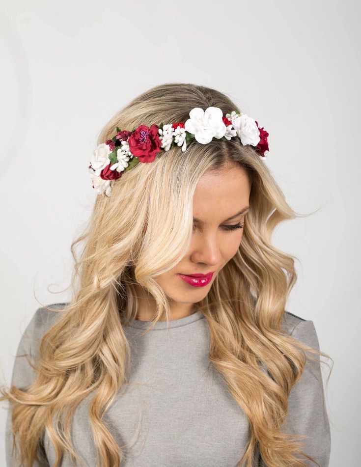 Bridal Floral Crown Wedding Hair Boho Flower White Headpiece Rustic Bridal Floral Crown Wedding Hair Boho Flower White Headpiece Rustic