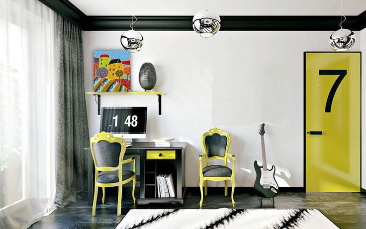 Candana: Colour trend... black, white and yellow! Interior, Interior design furn