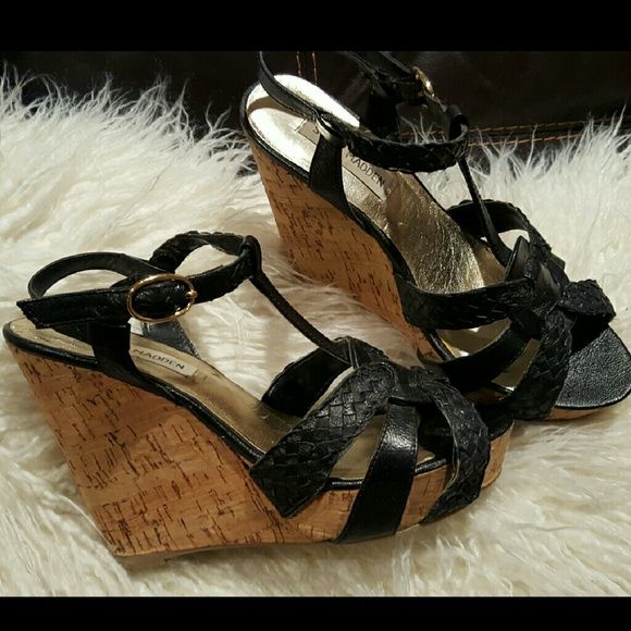 steve madden cork wedge heels