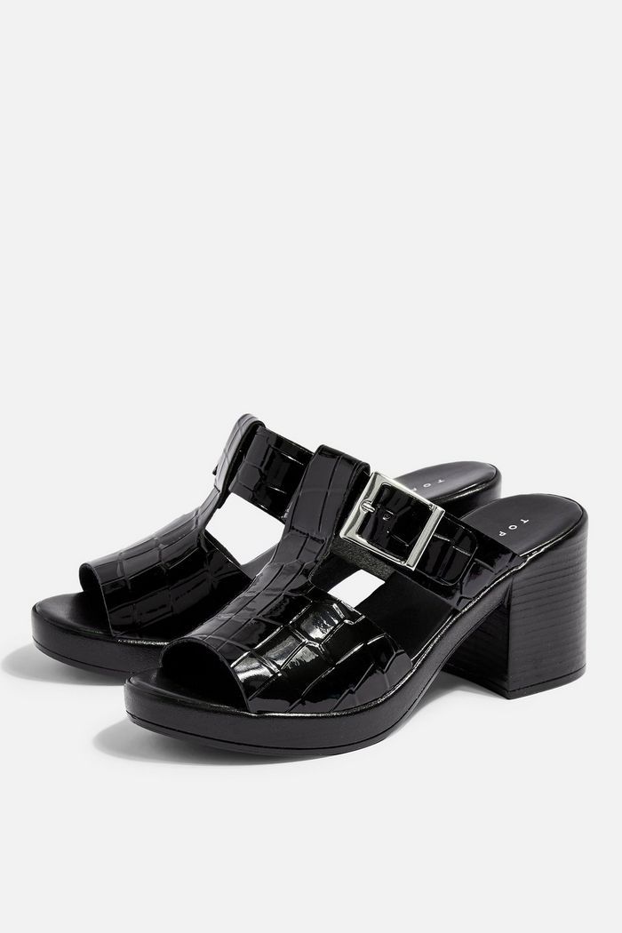 white flat mule sandals