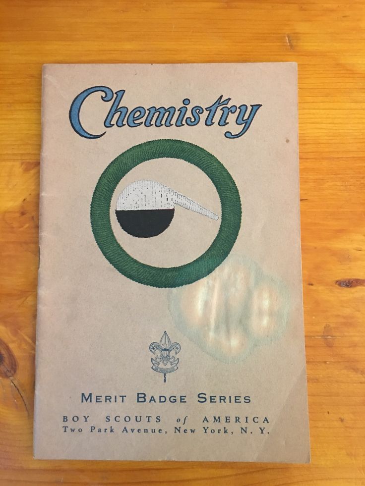1939 Chemistry Merit Badge Book | Merit badge, Boy scouts of america, Badge