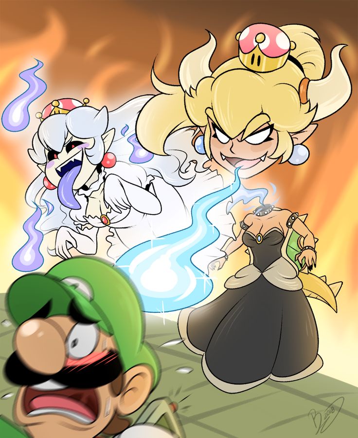 Luigi vs Queen Booette pixiv zieghost Mario Super-Crown Fanart Mario fan ar...