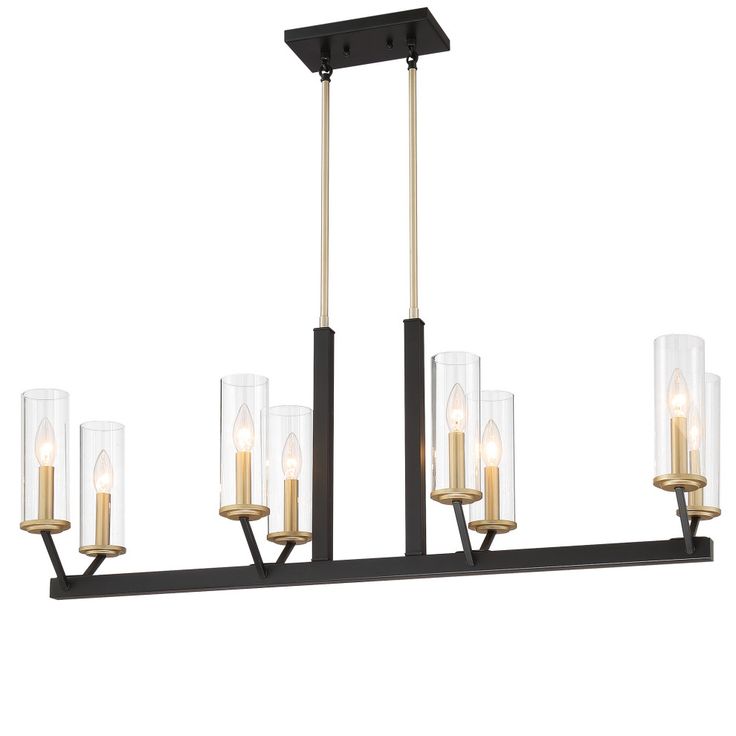 Modern Chic 8 Light Linear Chandelier Black Brass Dust Transitional Kitchen Island Lighting By Vanity Art Llc Houzz Carbon Loft Modern Chic 8 Light Linear Chandelier, Gold And Black Linear Chandelier