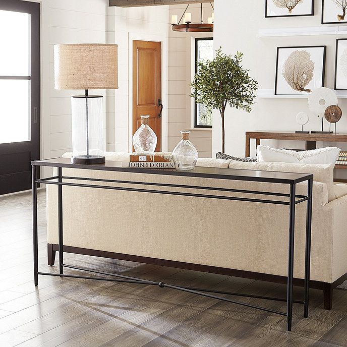 Lindale Long Console Table With Walnut Top Black Iron Frame Dise o lindale-long-console-table-with-walnut-top-black-iron-frame-dise-o