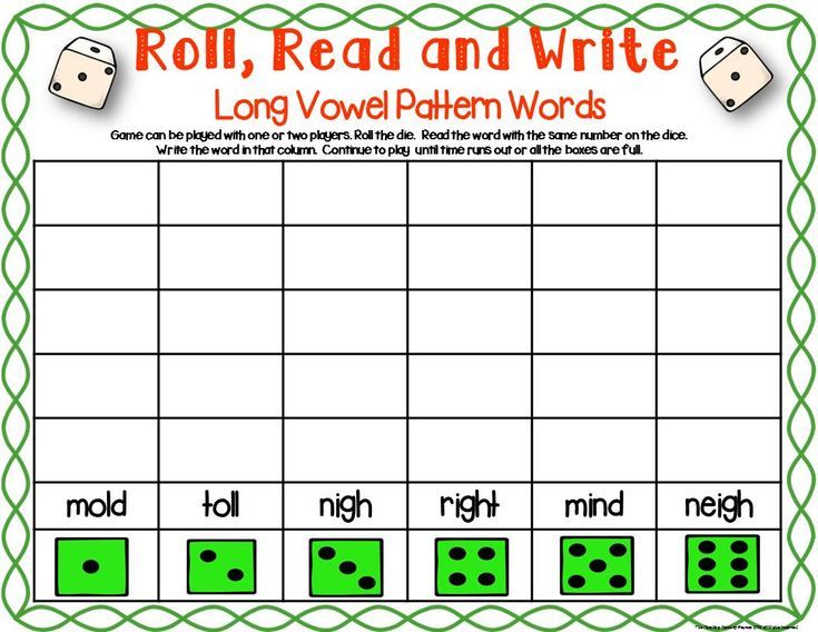 Three Phonics Long Vowel Patterns Dice Games Old Oll Ild Igh