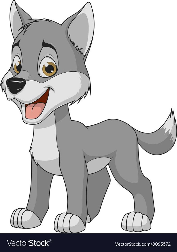 Vector illustration, baby funny wolf, on a white background. Download a