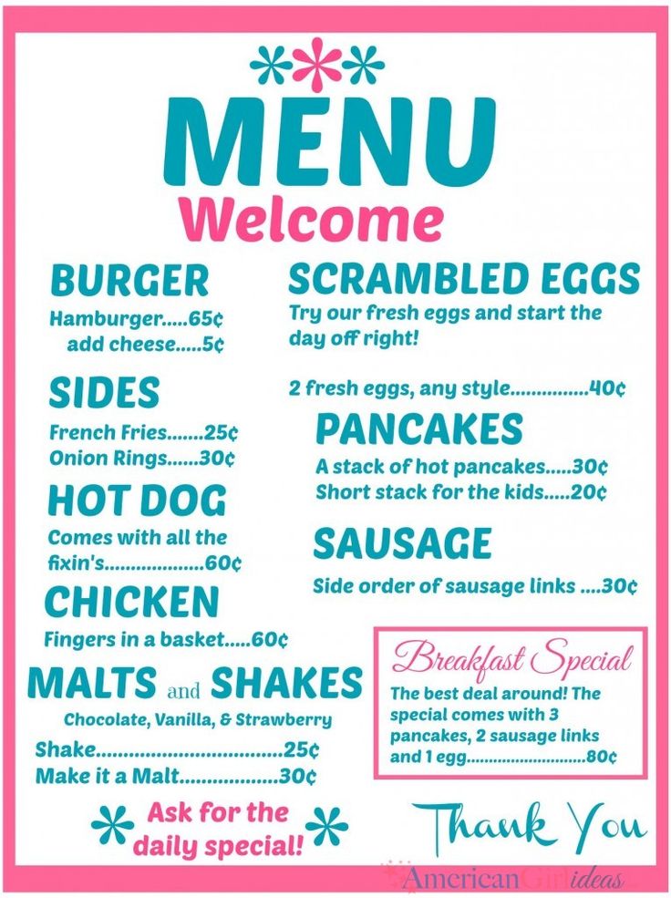 fresh start diner menu