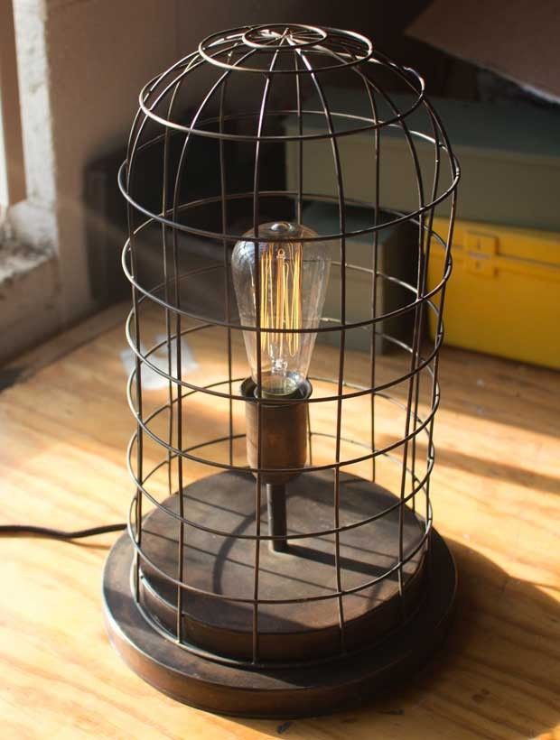 Rustic Wire Cage Desk Lamp Traditional Lamps Industrial Rustic Wire Cage Desk Lamp, Wire Cage Desk Lamp