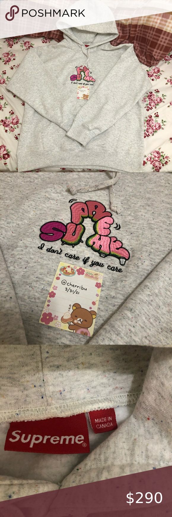 Supreme Don't Care Hoodie Heather Gray Size M | Grey hooded オンラインストア買い SUPREME Don't Care Hooded Sweatshirt パーカー