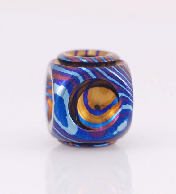 Titanium Damascus Timascus Lanyard Bead