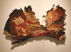 Whiskey Creek Autumn By Kate Harding 2007 Mixed Media With Found Leather Whiskey Creek Autumn By Kate Harding 2007 Mixed Media With Found Leather