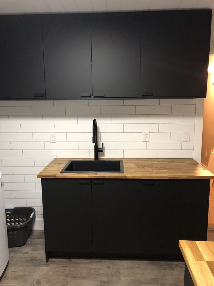 Ikea Kungsbacka And Butcher Block Black Cabinets Laundry Room Countertops Kitchen Wall Storage Handles Butcher Block Countertops Kitchen, Black Storage Cupboard Ikea