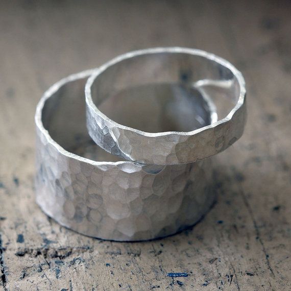 Ehering set Sterling silber gehämmert Ringe Ehering set Sterling silber gehämmert Ringe