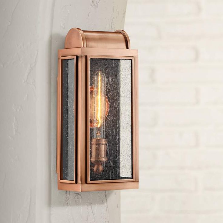 Quoizel Danville 14 1 2 High Aged Copper Outdoor Wall Light 46c06 Lamps Plus Lighting Glass Lights Aged Copper Outdoor Wall Light, Copper Outdoor Wall Lights