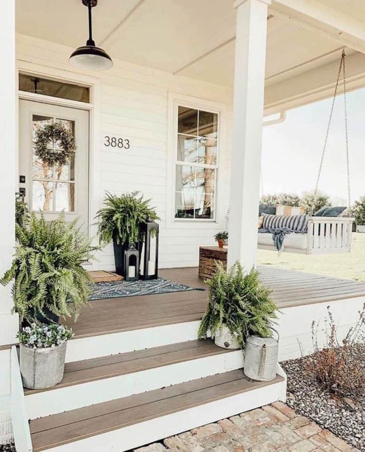 30 Gorgeous And Inviting Farmhouse Style Porch Decorating Ideas House Front Porch Porch Design House With Porch