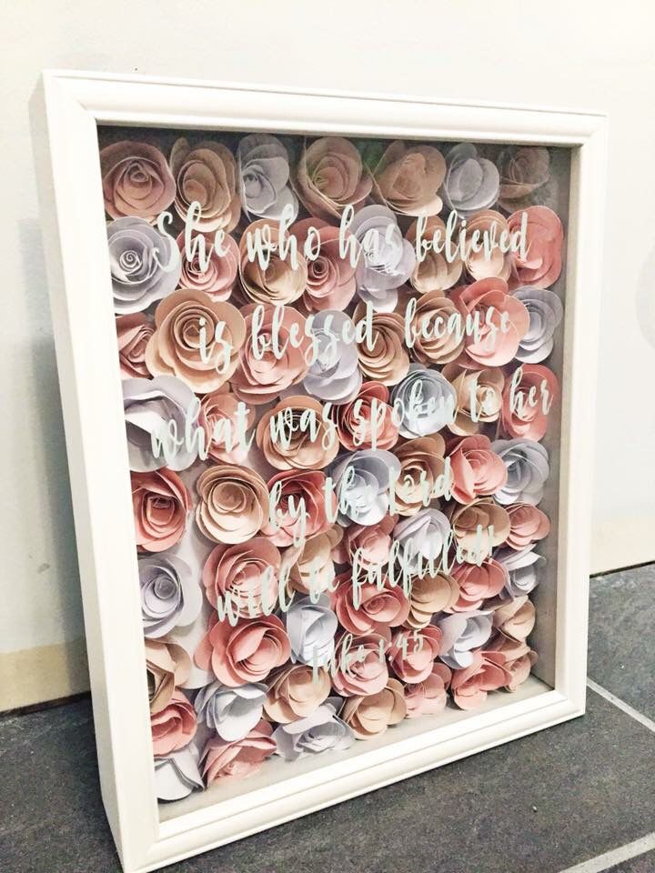 Diy Shadow Box With Paper Flowers White Wall Decor Pinte