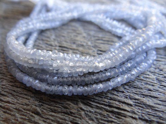 Pink Blue Sapphire Smooth Rondelle Loose Gemstone Beads Strand 14 3mm 4mm