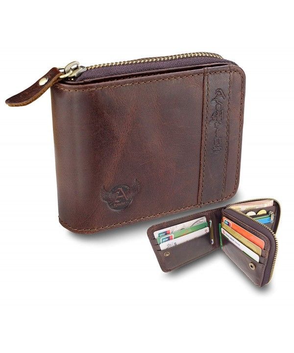 Brown Genuine Leather Men/'s Wallet Zipper Bifold Card Holder Elegant Gift