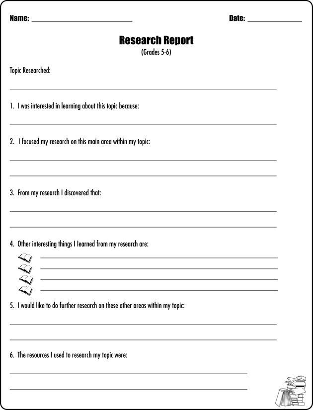 Research Report 5 & 6 | Writing worksheets, Report writing, 6th grade