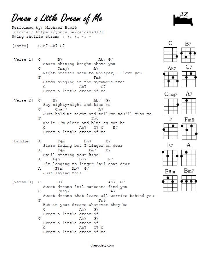 Dream A Little Dream Of Me Ukulele Easy DMREAS