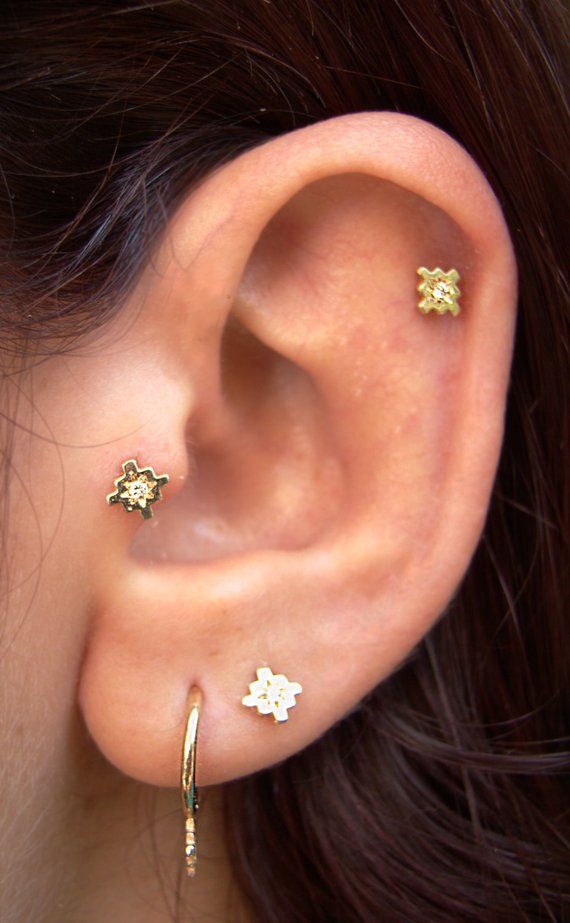 Gold Tragus Helix Cartilage Earrings Diamond Solid Gold Tragus Helix Cartilage Earrings Diamond Solid And Tiny Stud Small Earring Black White