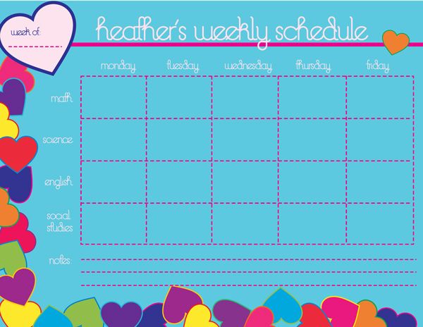 Customizable homework chart