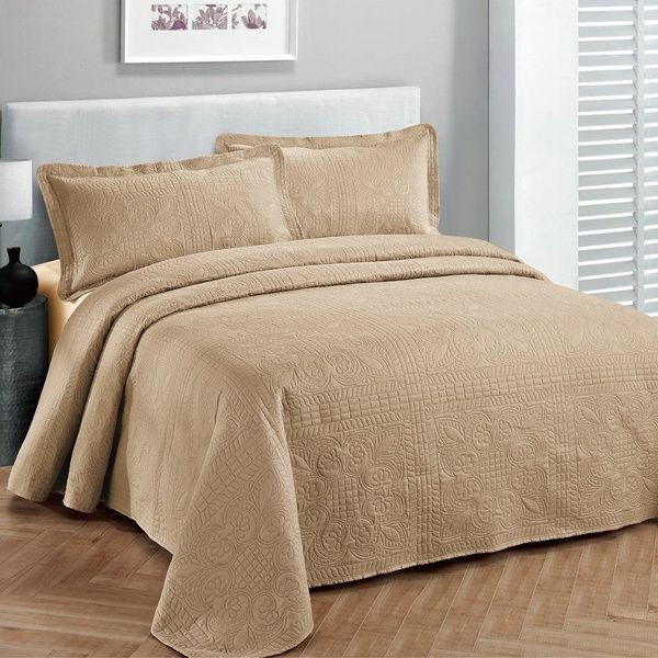 Fancy Collection 3pc King//California King Oversize Bedspread Coverlet Set Embossed Solid Black New