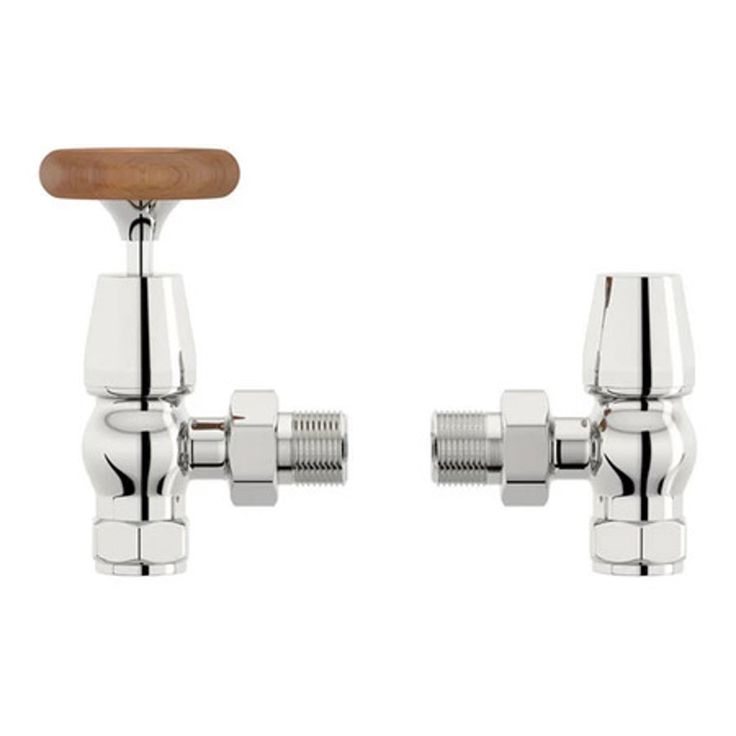 The Bath Co. Traditional angled radiator valves with brown handle