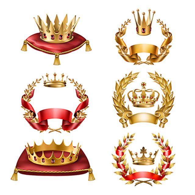 Vector Golden Crowns And Laurel Wreaths Golden Crown Isolated Png And Vector With Transparent Background For Free Download Zolotaya Korona Damast Zoloto