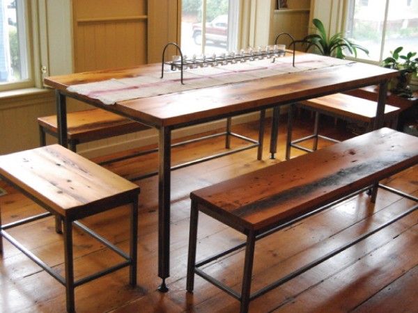 Custom Dining Rom Table And Benches Made By Vermont Farm Custom Dining Rom Table And Benches Made By Vermont Farm Wood Top With Metal Legs Delightful Home Decor Accesssories Furniture