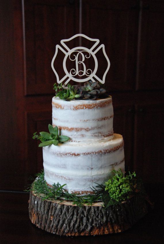 Personalized Cake Topper Maltese Cross Fireman Firefighter