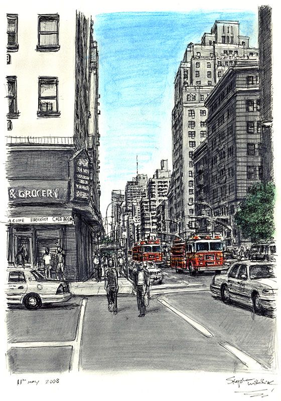 New York street scene with Fire Engines | Stephen