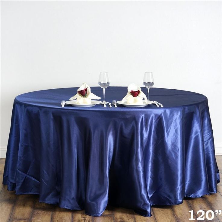 120 Satin Round Tablecloth Wedding Party Table Linens Navy Blue Elegant Settings Cloth 120 Satin Round Tablecloth Wedding, Navy Round Tablecloth