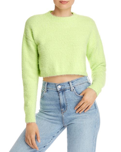 Bardot Cropped Fluffy Sweater Women - Bloomingdale's | Sweaters, Fluffy sweater, Sweater crop