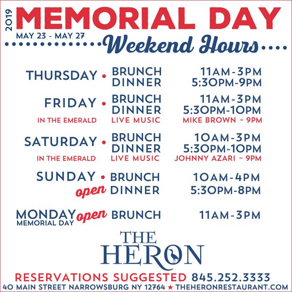 The Heron Restaurant 40 Main Street Narrowsburg Ny Friday Dinner Narrowsburg Main Street