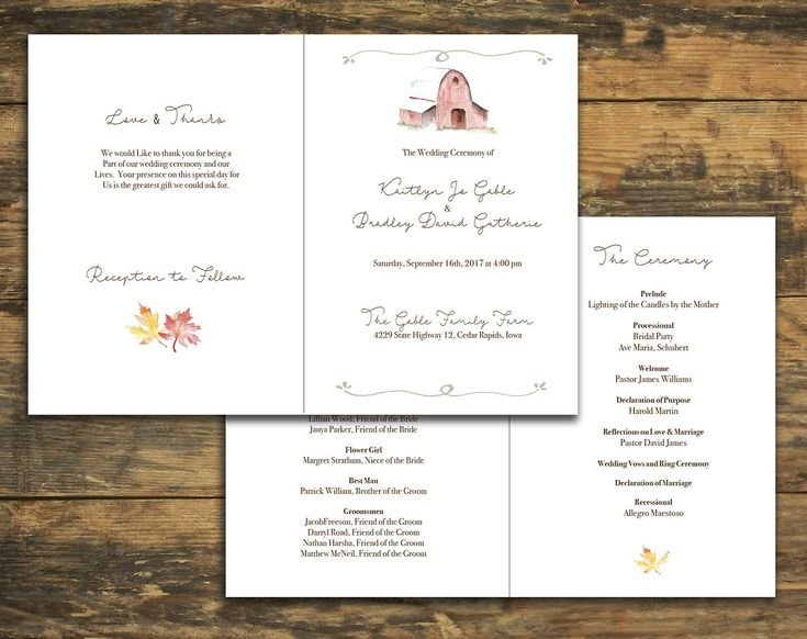 bi fold wedding programs