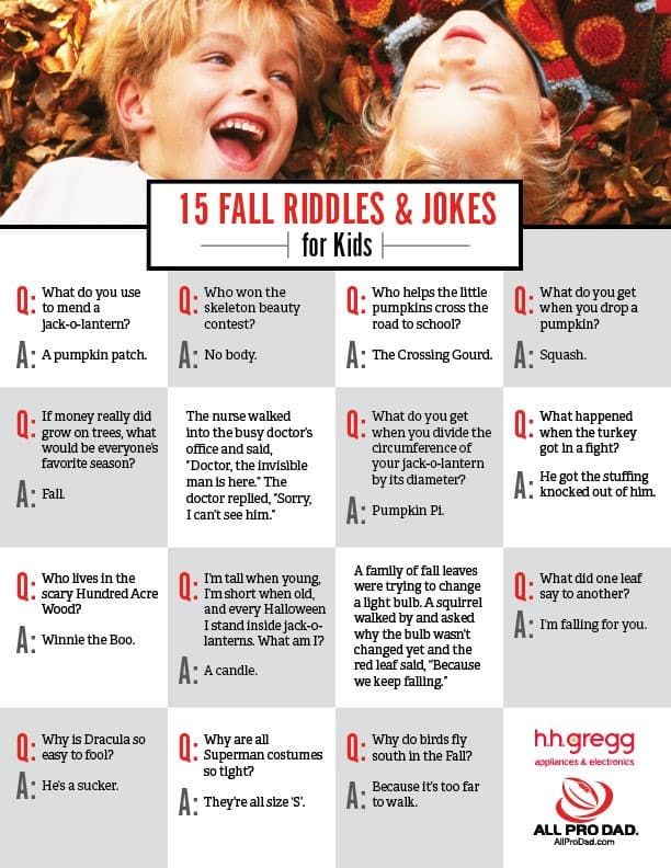 15 Fall Riddles and Jokes for Kids | All Pro Dad | Jokes for kids