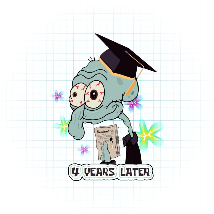 Spongebob squidward graduation funny laptop stickers sticker design