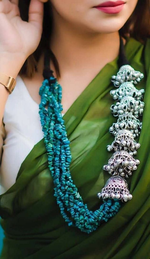 navy blue necklace Bollywood beaded set Blue beaded necklace bohemian necklace