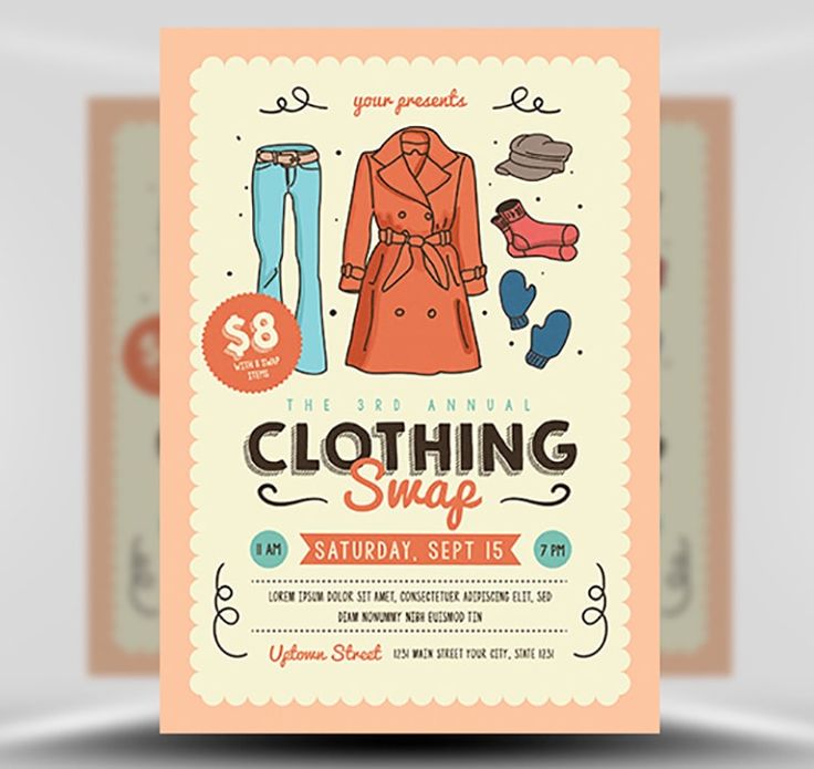 Free Community Clothing Swap PSD Flyer Template | Clothing swap, Free
