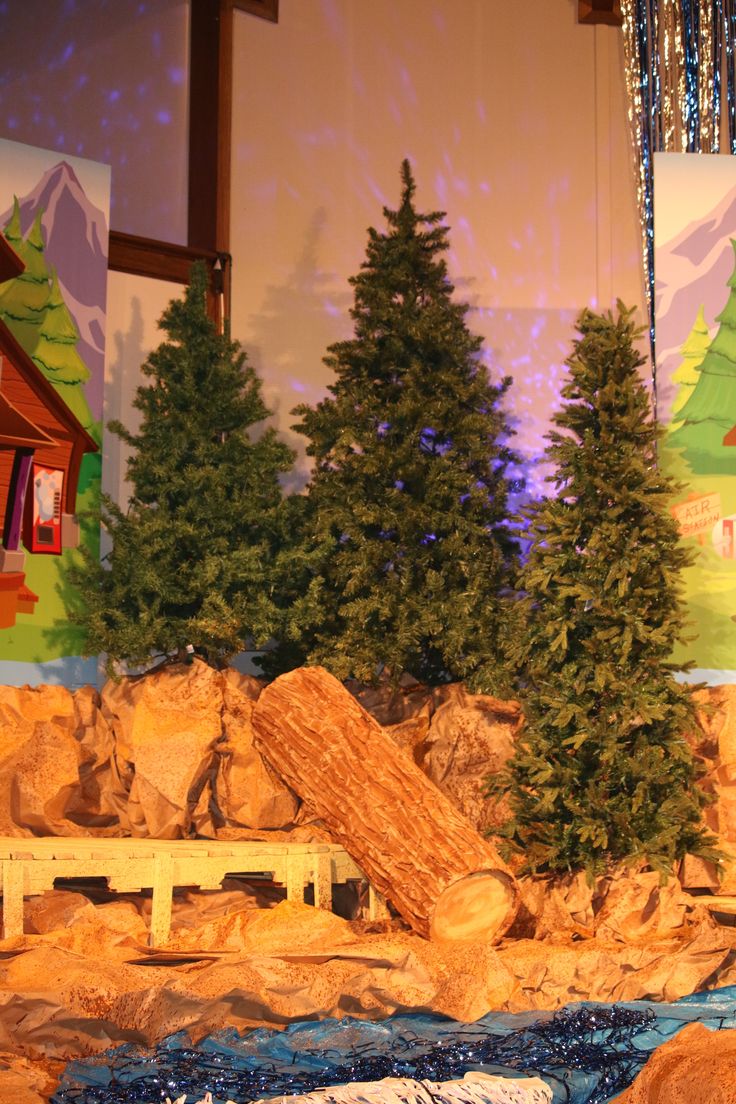 Vbs Camping Theme Decorating Ideas Part - 27: See How Using Several Trees On Stage Adds That Camp Look And Feel To Your River