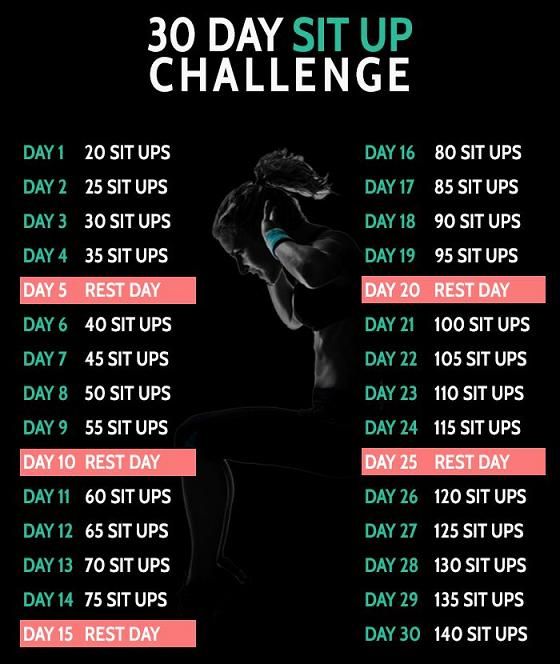 24 best 30 day fitness challenge charts images on pinterest sit up challenge chart