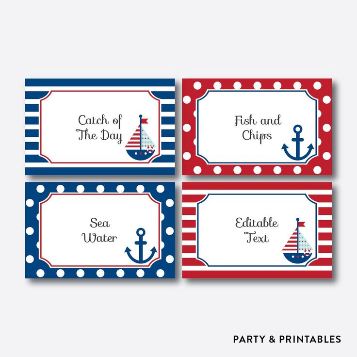 Nautical Food Labels / Editable / Instant Download (SBS.01) | Nautical baby shower food ...