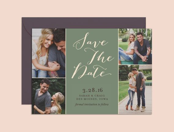 save the date photo collage save the date invitation printable
