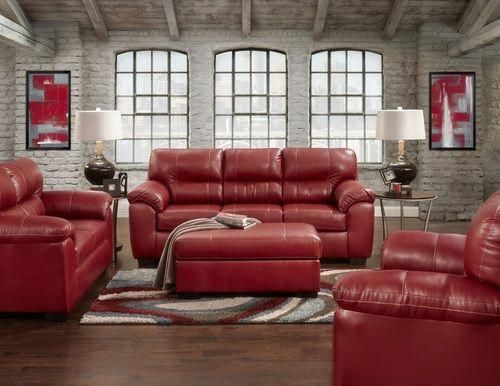2 Pc Affordable Furniture Austin Red Sofa Loveseat Set