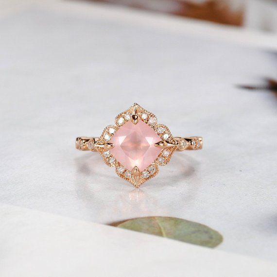 Butterfly Round Rose Quartz Slender Solitaire Engagement Etsy Rose Quartz Ring Engagement Rose Quartz Ring Quartz Engagement Ring