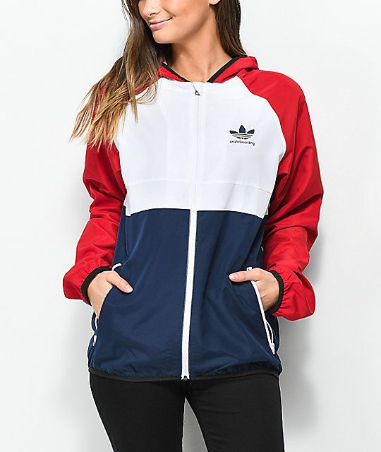 adidas MI Skate Red, White & Blue Windbreaker Jacket ... adidas MI Skate Red, White & Blue Windbreaker Jacket ...