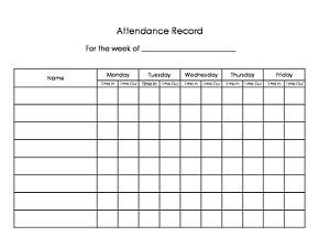 Daycare sign in/sign out sheet. Easy way to keep track of attendance. Have the parents fill in the time of drop-off and pick-up.