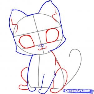 Easy step-by-step to draw a cute kitten