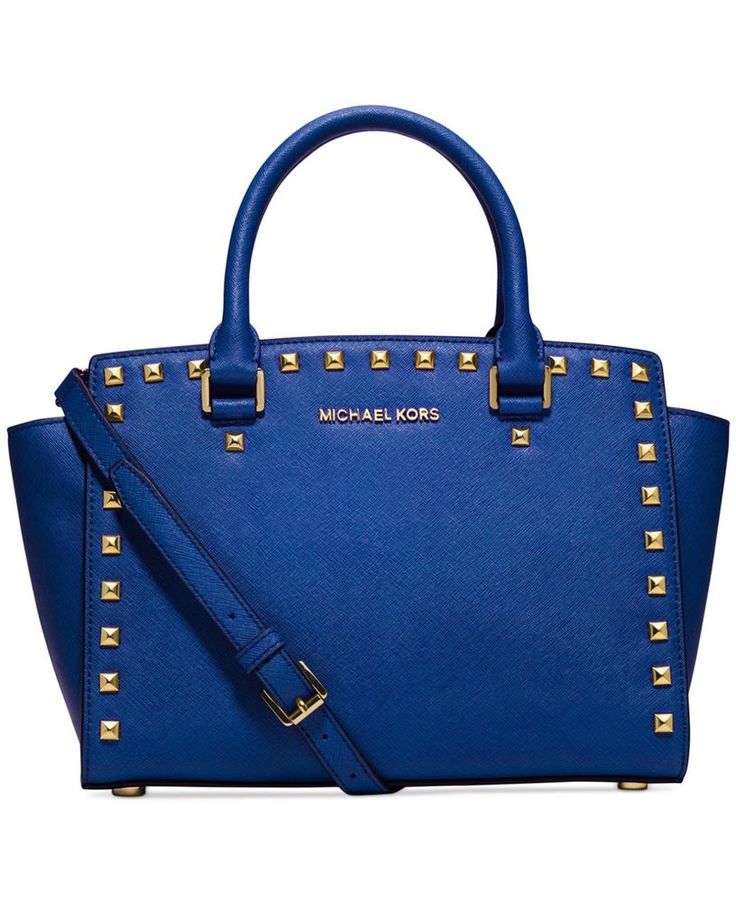 Michael Kors Electric Blue Selma Stud Medium Top Zip Satchel Bag. On sale in our